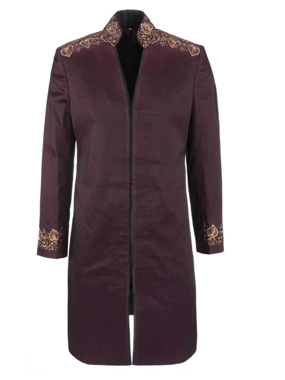 Embroidered Maroon Men's Long Sherwani Jacket